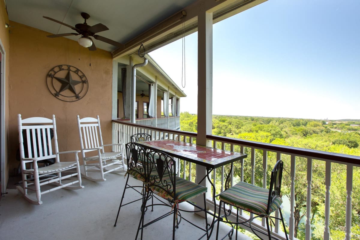 Waterwheel balcony with furniture