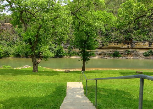 Stairs down to the Guadalupe River.