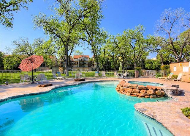 Waterwheel outdoor pool and patio.