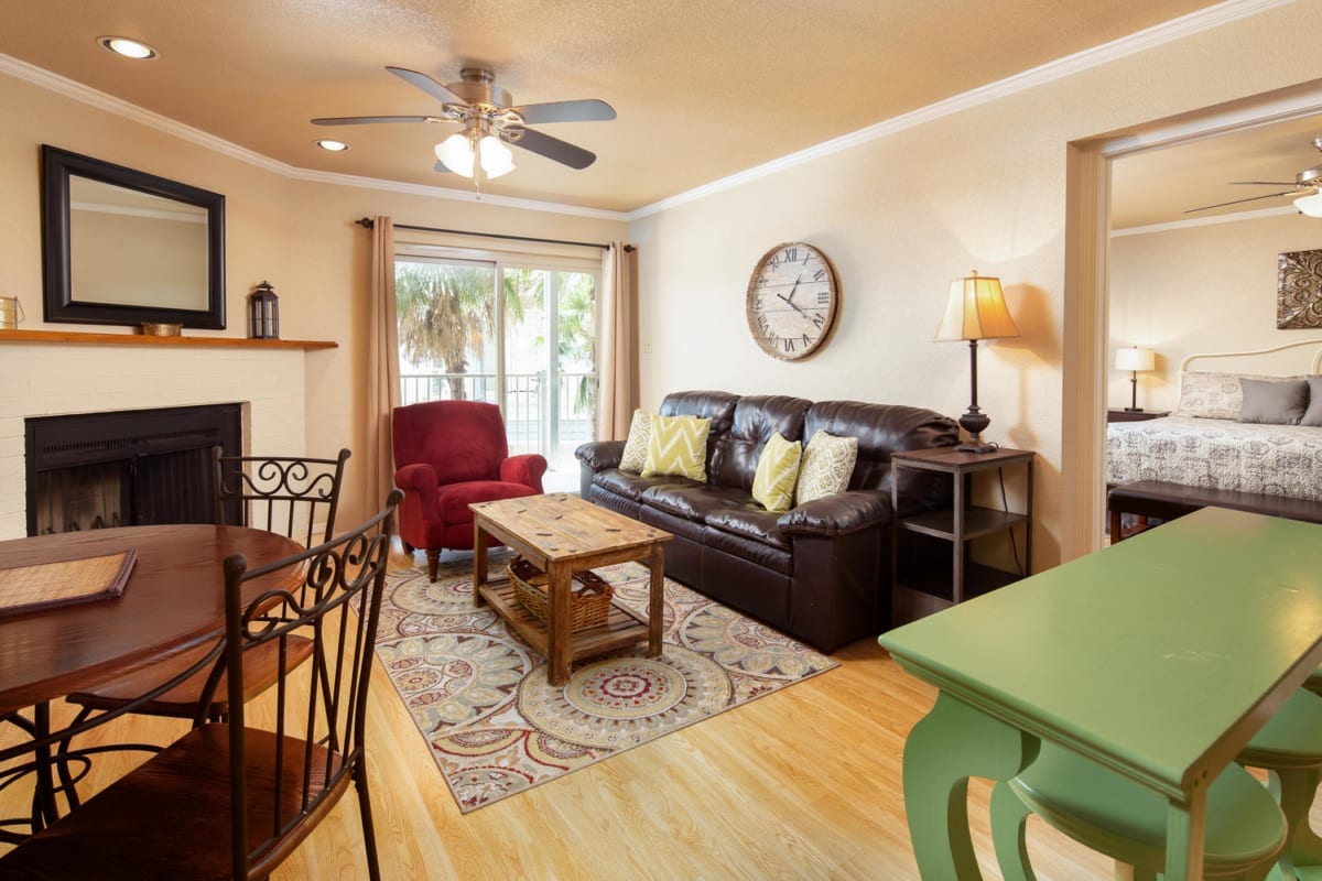 River Run condo living room, dining table.