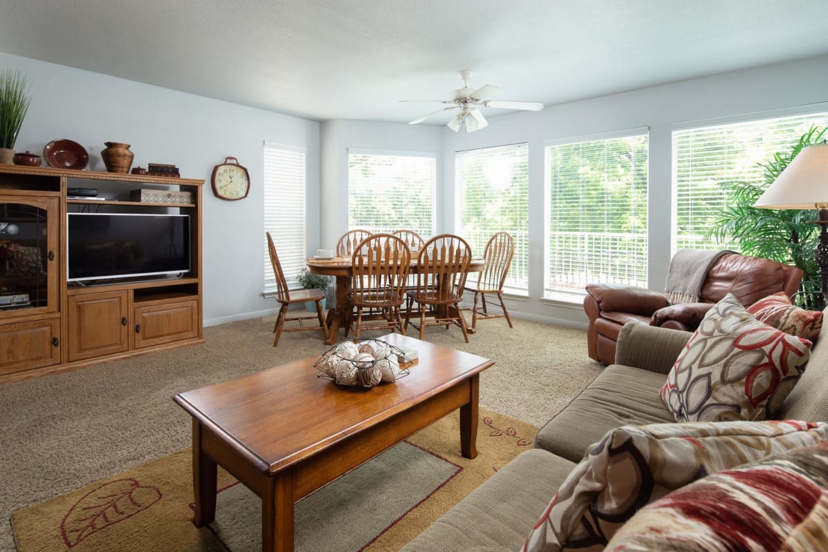 Waterwheel condo living room and dining table.