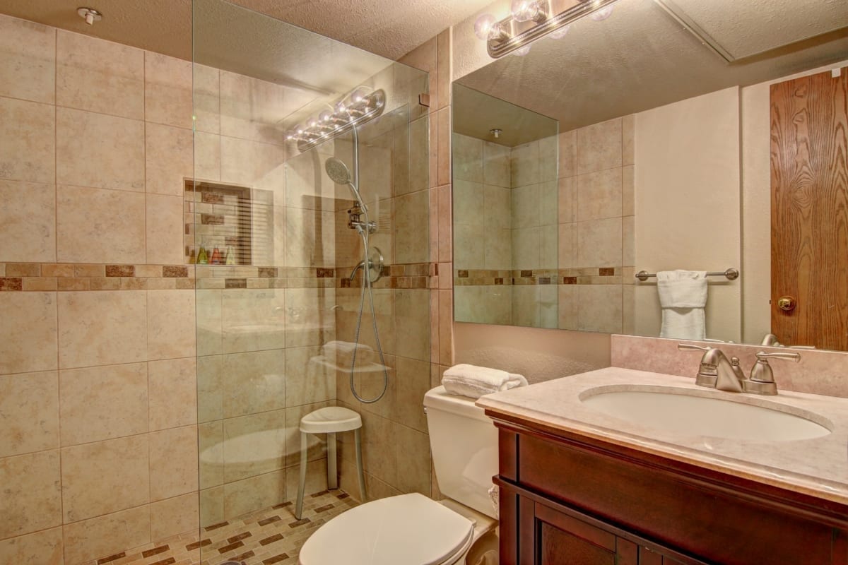 River Run condo bathroom with shower.