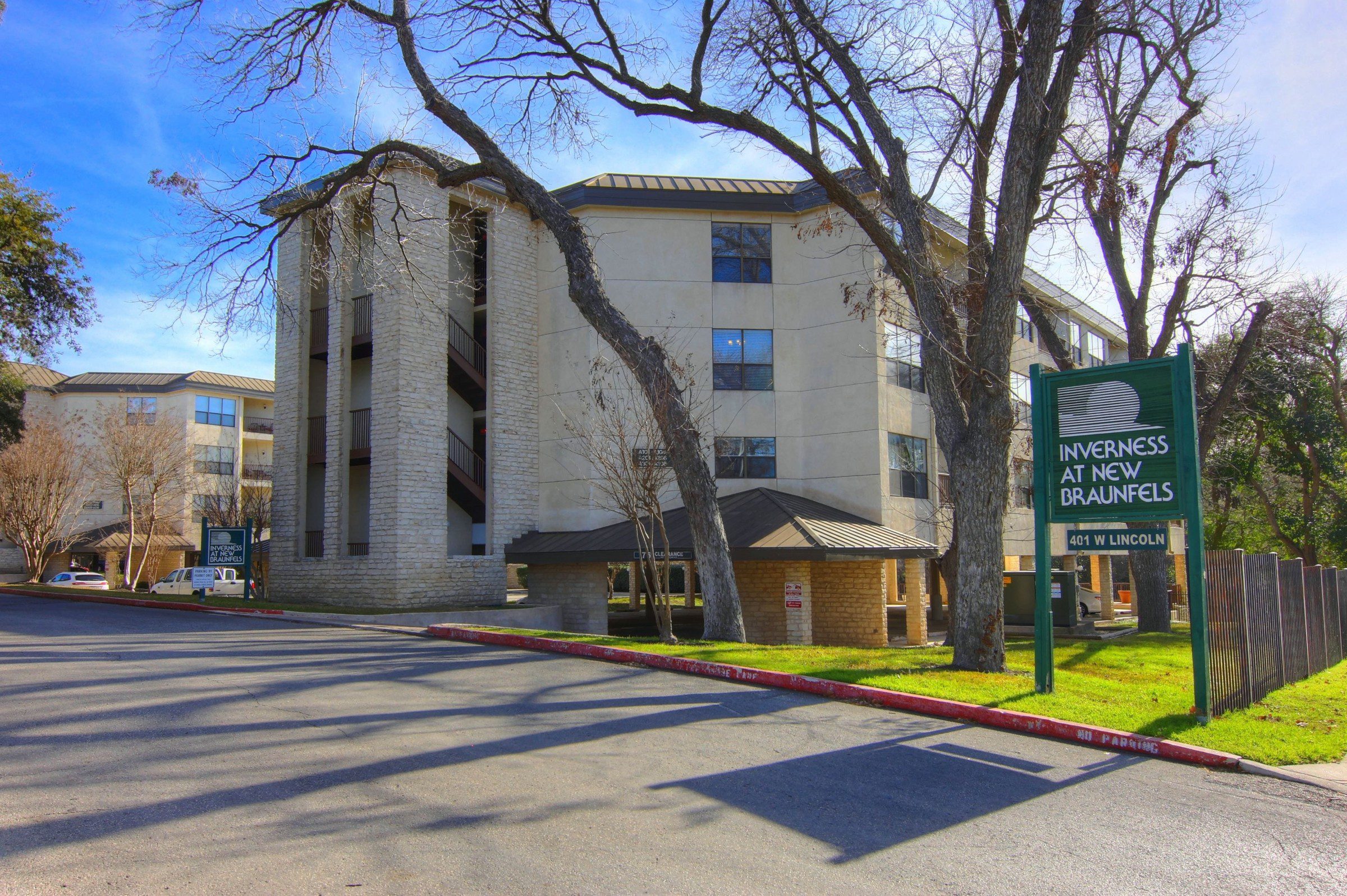 Inverness at New Braunfels entrance and condo exteriors.