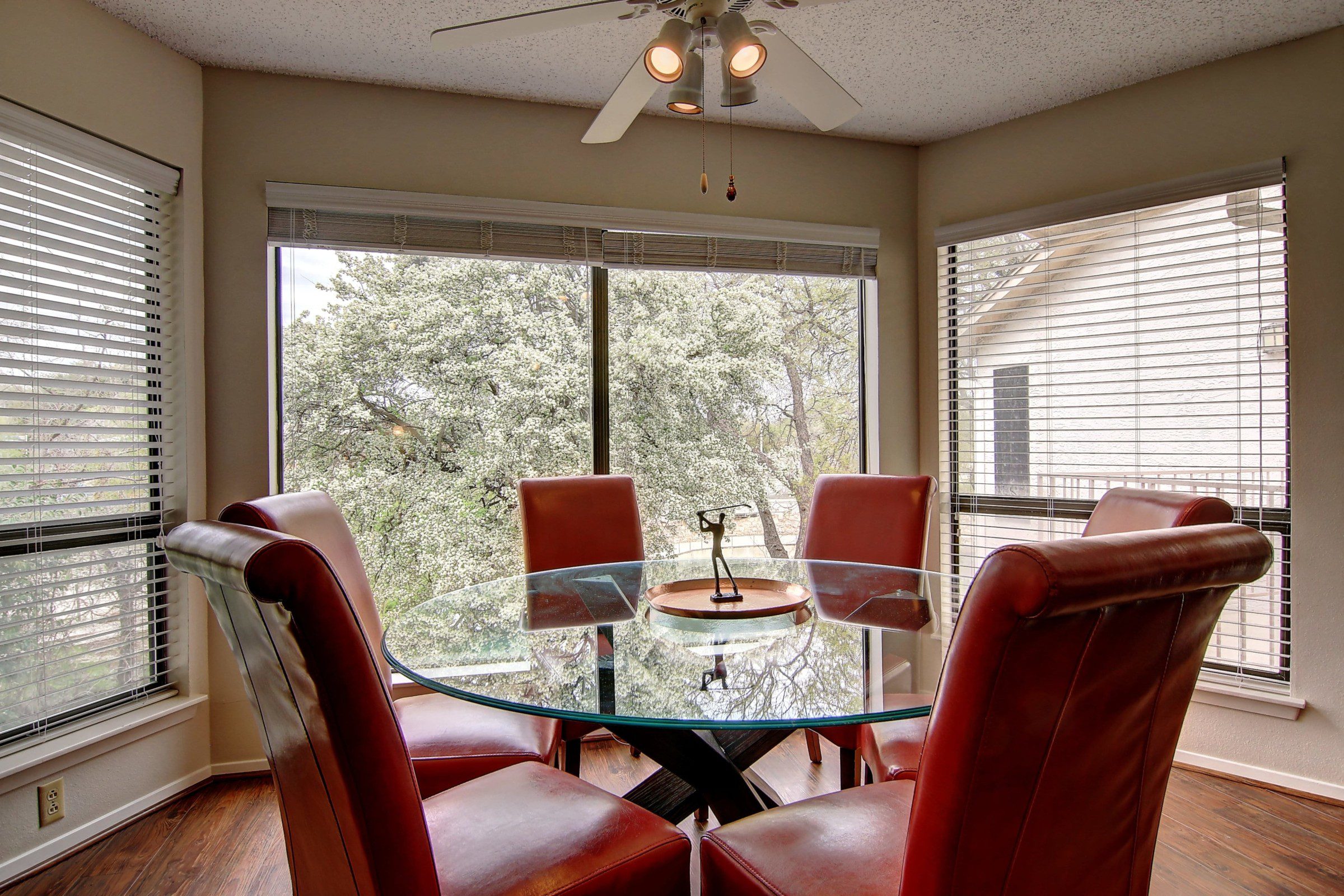 Comal River vacation home dining table.