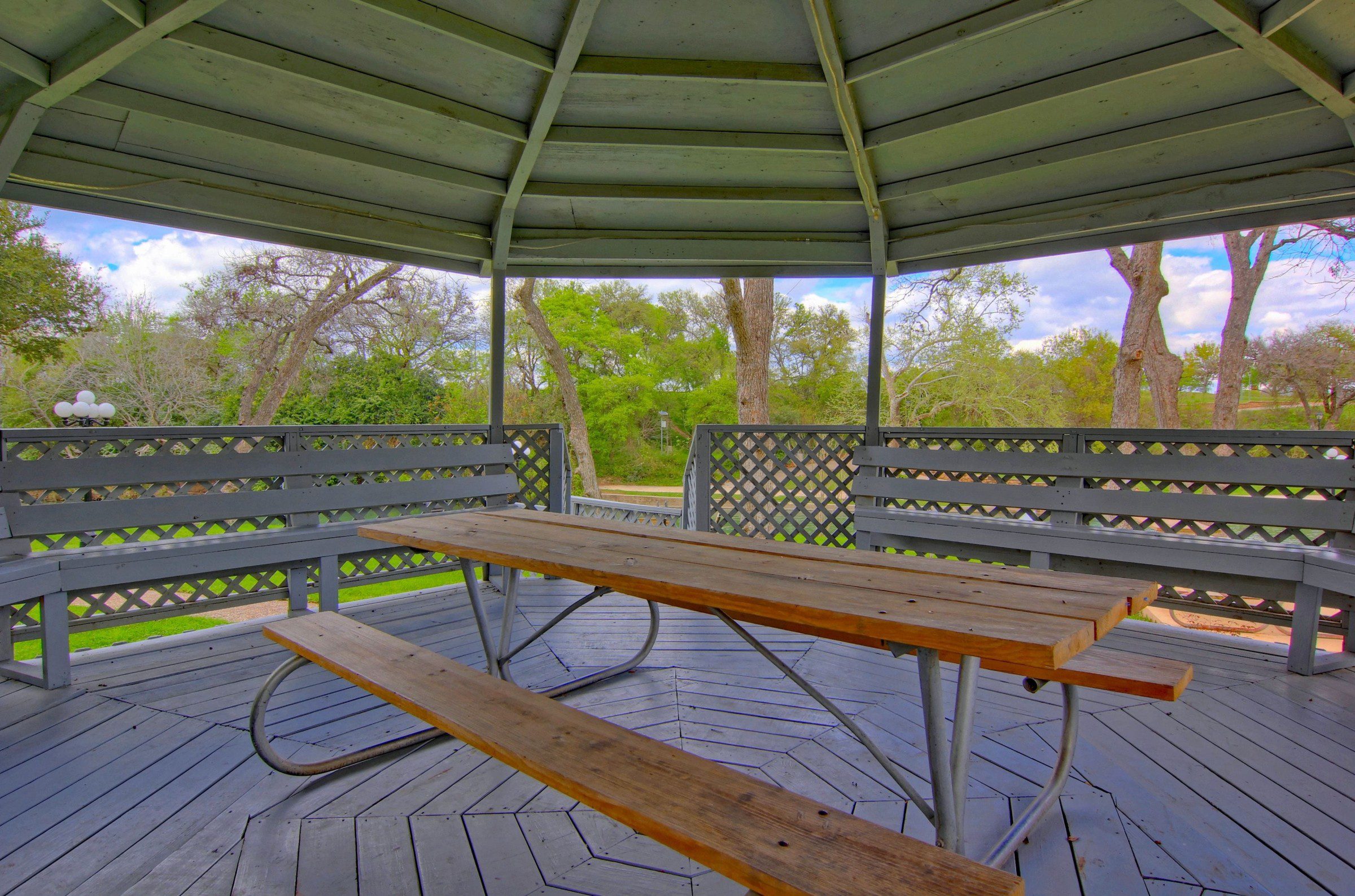 Picnic table and gazebo.