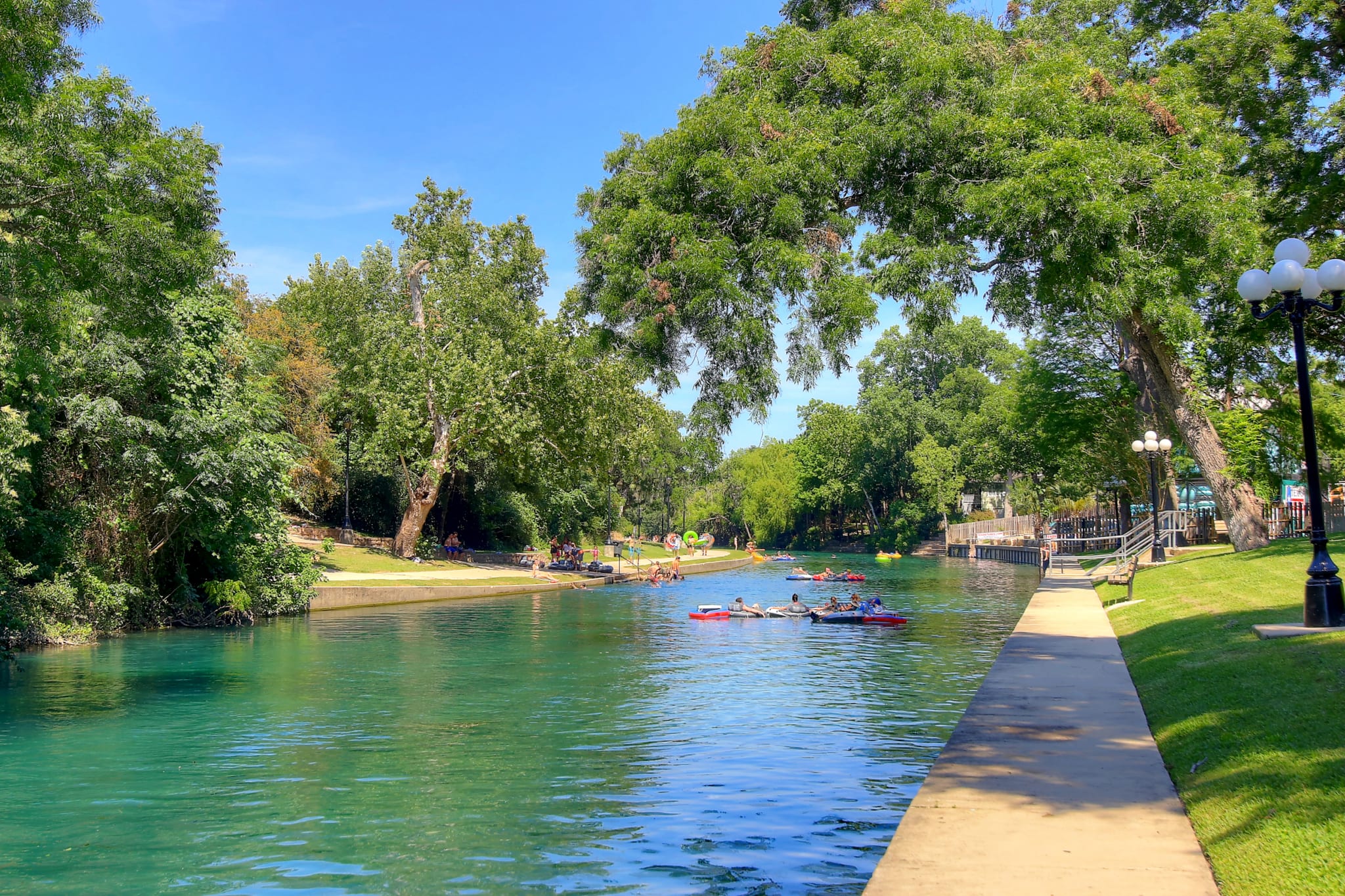 People floating on the Guadalupe River.