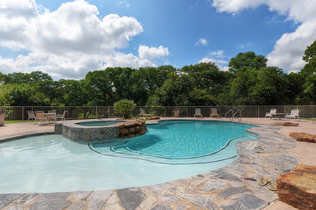 Waterwheel outdoor pool and hot tub.