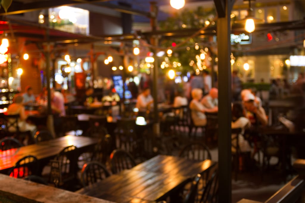 Blurry bar and restaurant photo.
