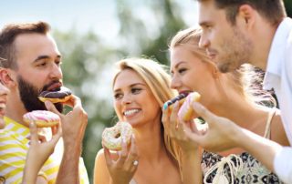 A group of friends enjoying donuts, Ice Cream in New Braunfels.