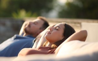 A man and a woman enjoying a Spa in New Braunfels.