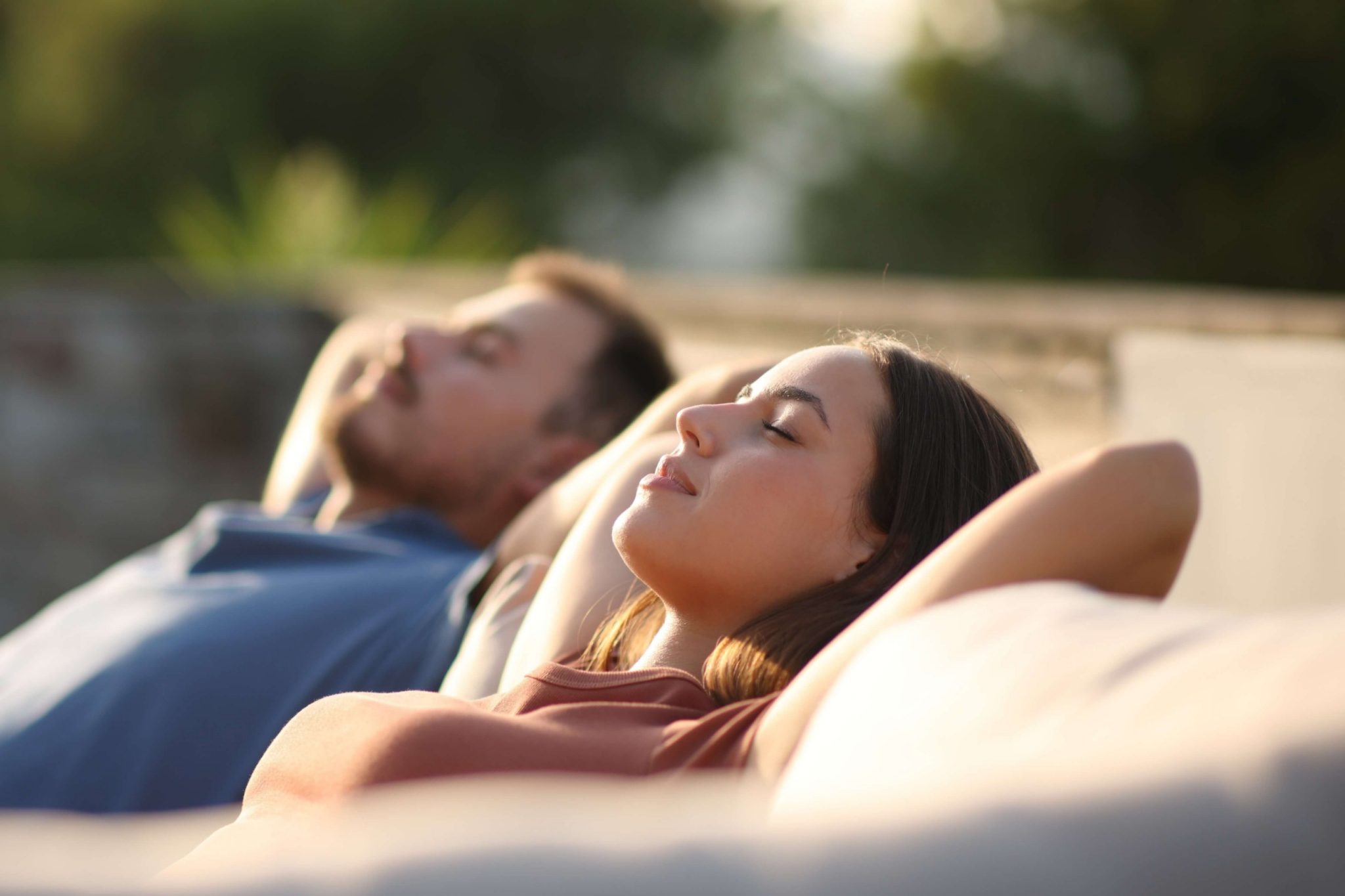 A man and a woman enjoying a Spa in New Braunfels.